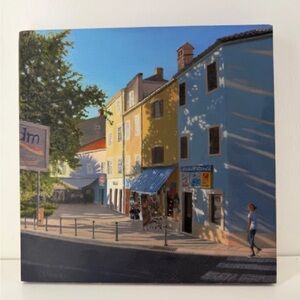 Lošinj Town Center — Oil on Wood by Slavko Tirkajla